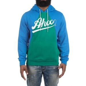 Akoo Men's Blue and Green logo Hoodie Sz Small